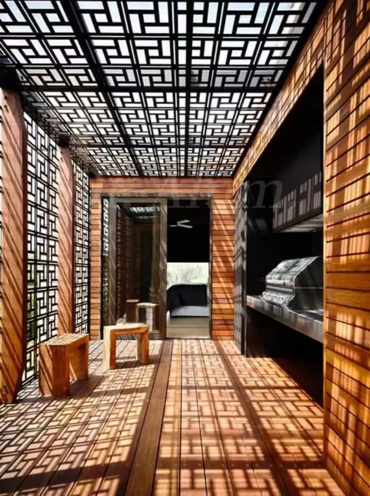 لوح بشرائح ألمنيوم بتصميم عصري لأنظمة الجدران والحدائق الخارجية — 9