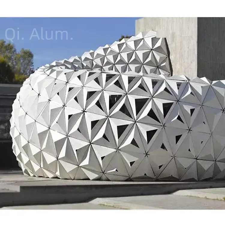 Hollowed Aluminum Wall Cladding Panels Curved 3d Perforated for Building Exterior Decoration