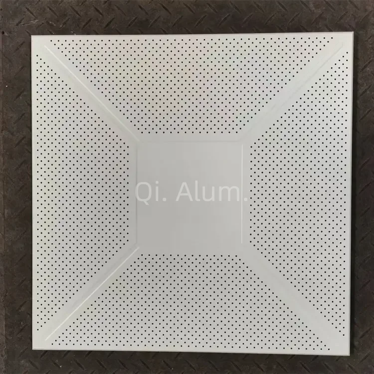 Pre-painted 600x600mm Perforated Ceiling Tile Interior Decorative Aluminum Plates — 3