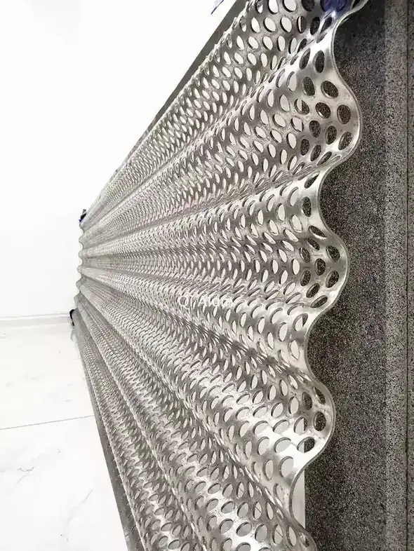 Grey Painting Powder Coated Aluminum Wall Corrugated Perforated Panel for Facade