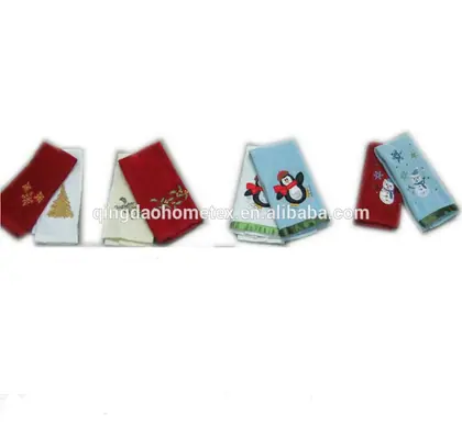 100% Cotton High Quality Christmas Towel Set With Embroidery