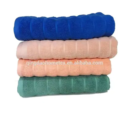 100 Cotton Plain Colour Stripe Border Towel — 5
