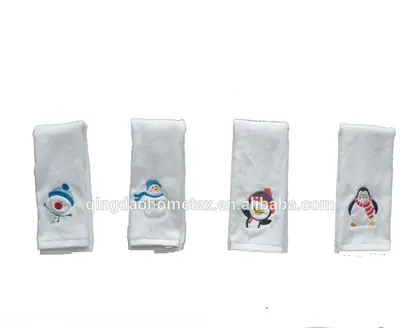 100% Cotton Velour White Christmas embroidery Hand Towel