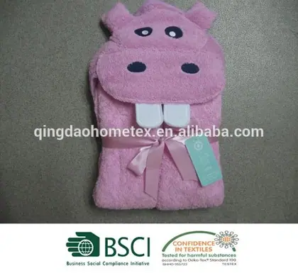 High Quality 100% Cotton 3D Hooded Towel With Mitt for Baby — 3