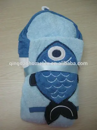 High Quality 100% Cotton 3D Hooded Towel With Mitt for Baby SKU 10328