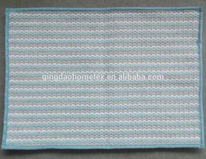 Light Blue Wave Style Chenille Bathmat