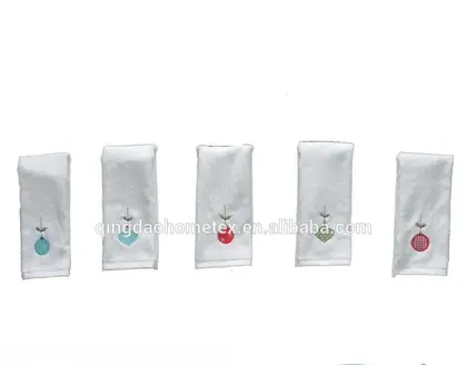 100% Cotton Velour White Christmas embroidery Hand Towel — 5