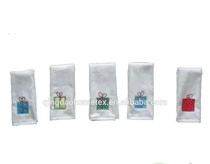 100% Cotton Velour White Christmas embroidery Hand Towel — 3