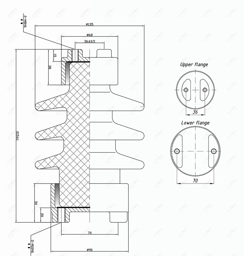 C4-80 II 지지애자의 치수 기입 도면