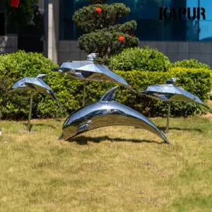 304 Stainless Steel Dolphins Sculpture