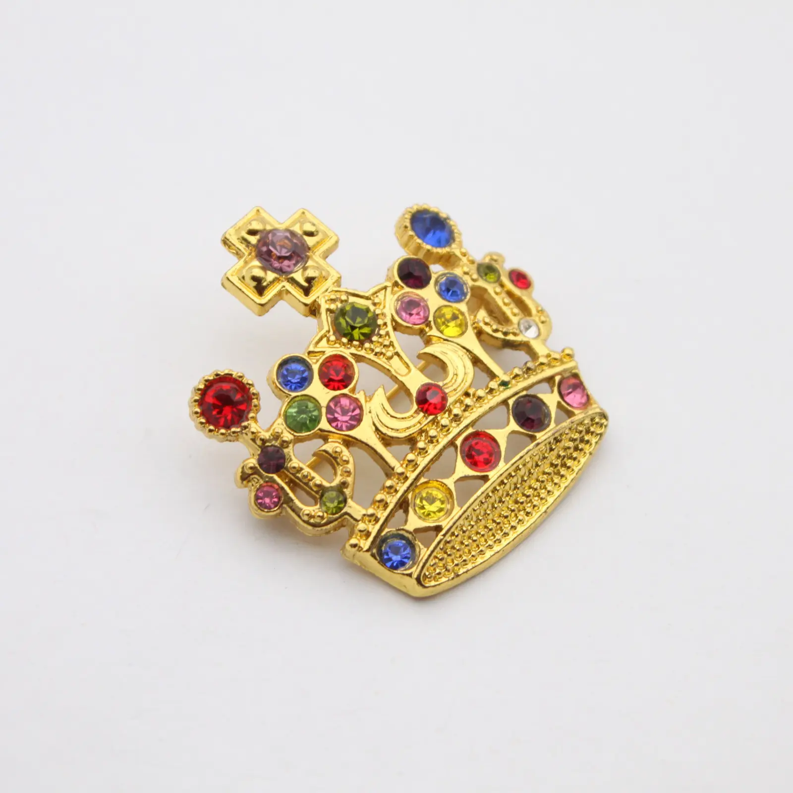 Gold Plated Rhinestone Custom Crown Lapel Pins | SENCHOY