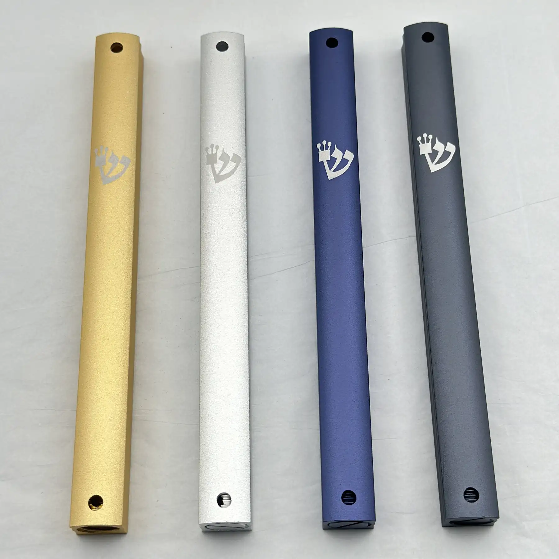 Aluminium alloy decorative mezuzah shown from the front