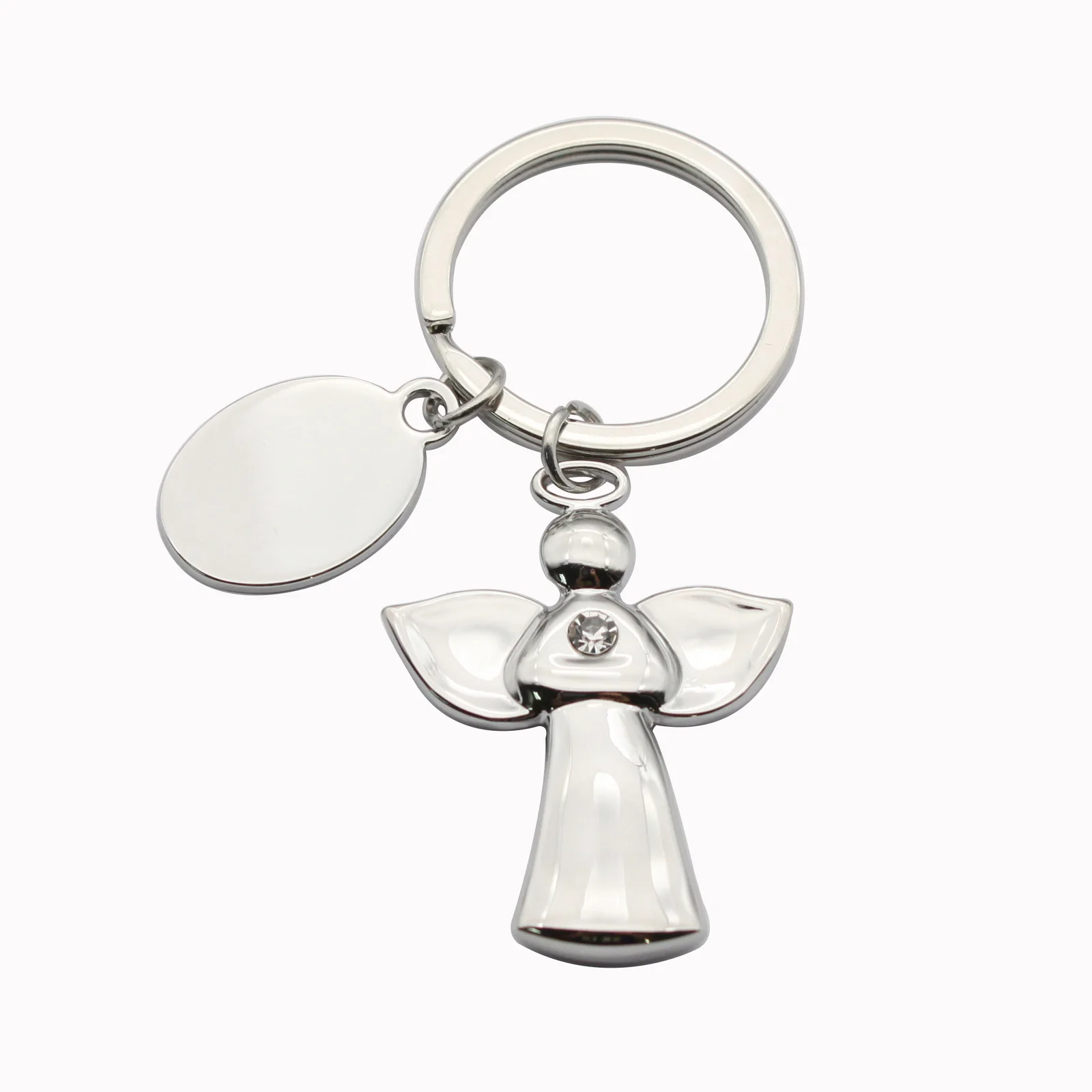 Silver plated angel memorial keyring with custom charm