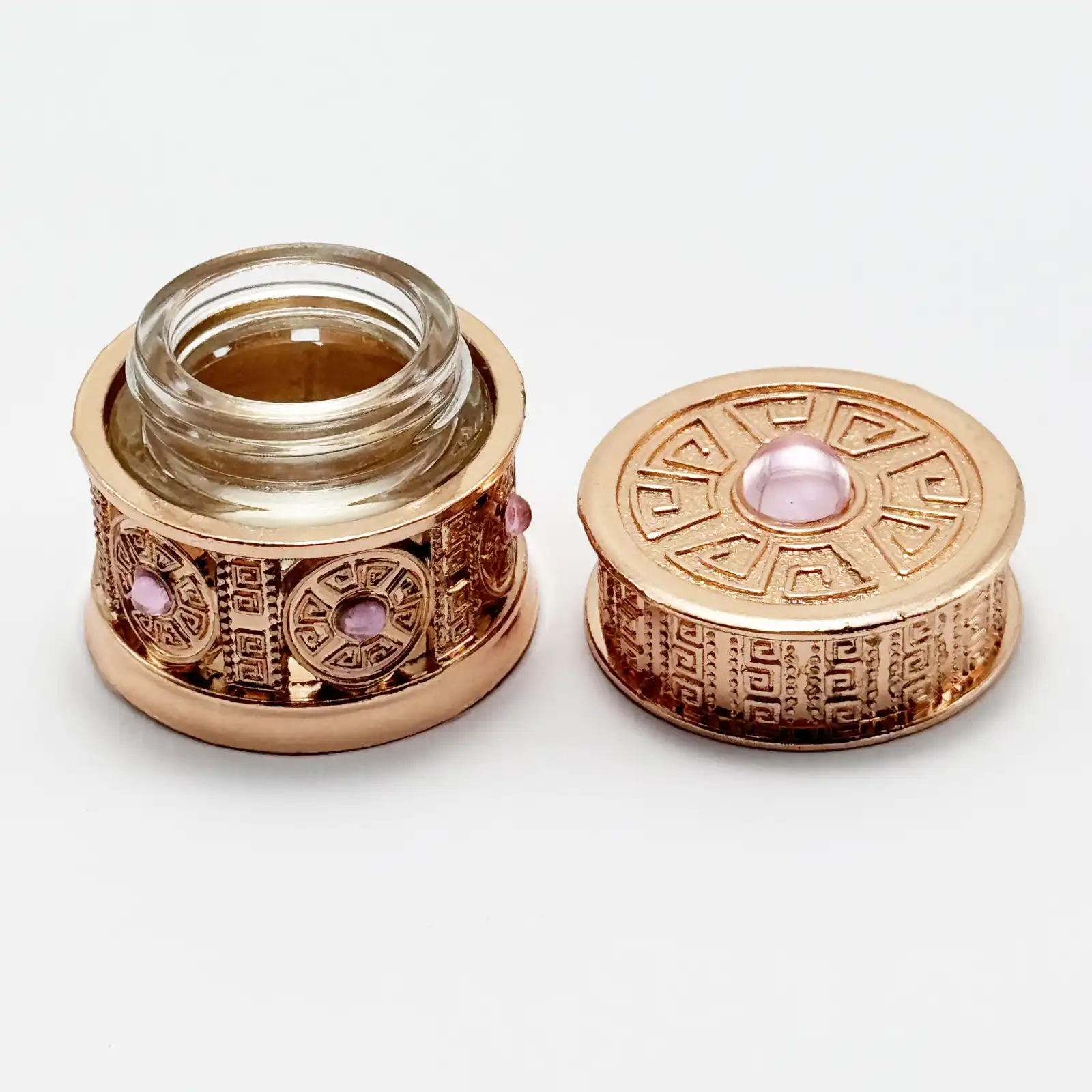 Arabic style cream jar shown with the lid removed