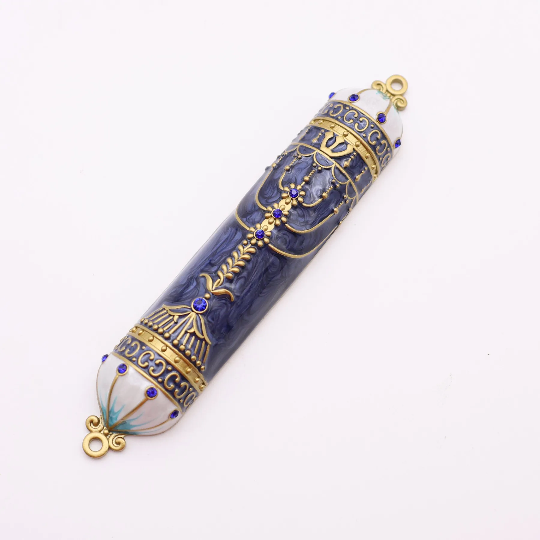 Arched menorah mezuzah shown from the front