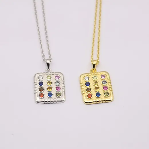 Gold plated 12 tribes breastplate charm necklace