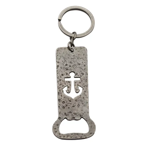 Antique gunmetal anchor bottle opener keyring