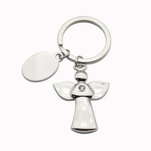 Silver plated angel memorial keyring with custom charm