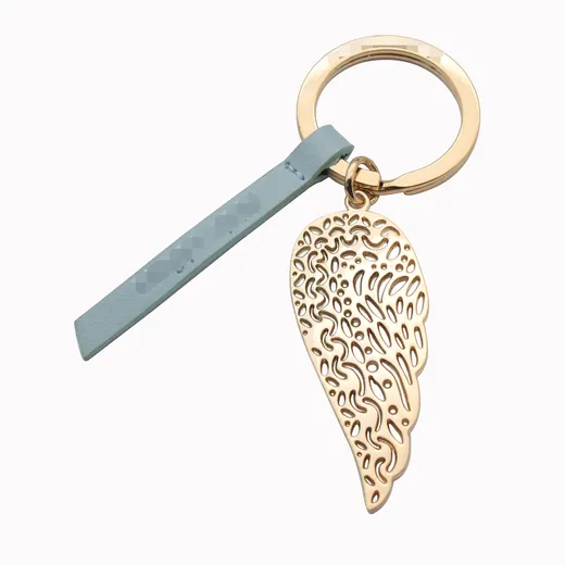 Gold plated angel wing keyring