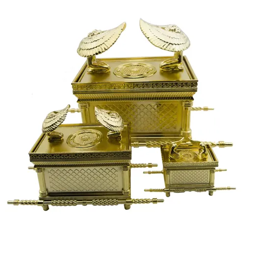 Gold plated die-cast Ark of the Covenant replica with cherubim lid