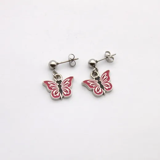 Silver plated custom butterfly earrings with enamel
