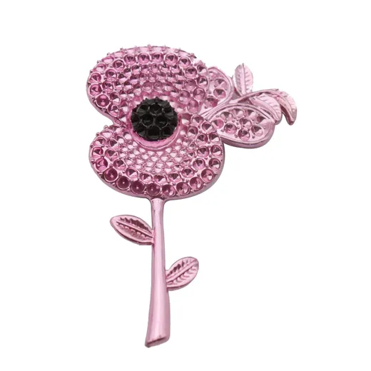 Enamelled poppy lapel pin in zinc alloy