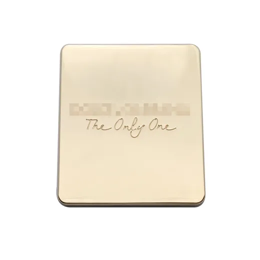 Gold plated square cosmetic mirror with engraved logo