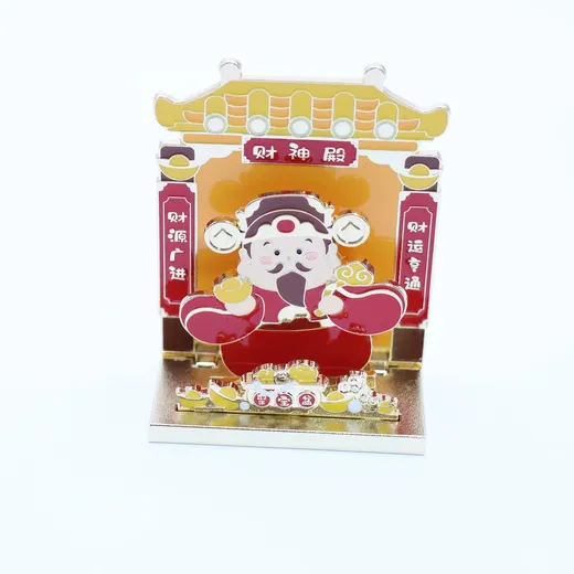 Gold plated Gold of Wealth figurine magnet with colour enamel
