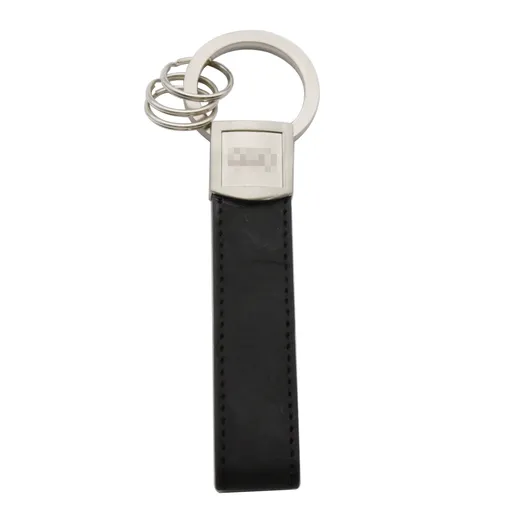 Custom engraved leather and metal key fob