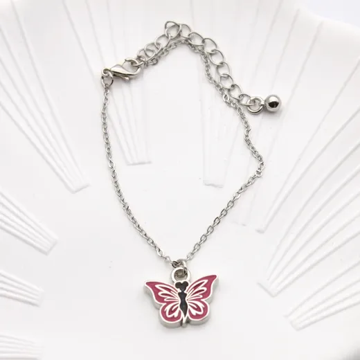 Silver plated custom butterfly charm with enamel