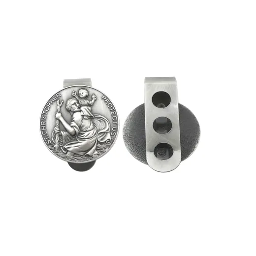 Pewter plated St Christopher visor clip