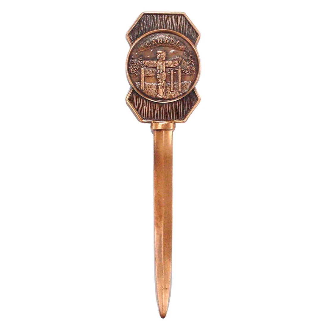 Custom metal letter opener shown full length