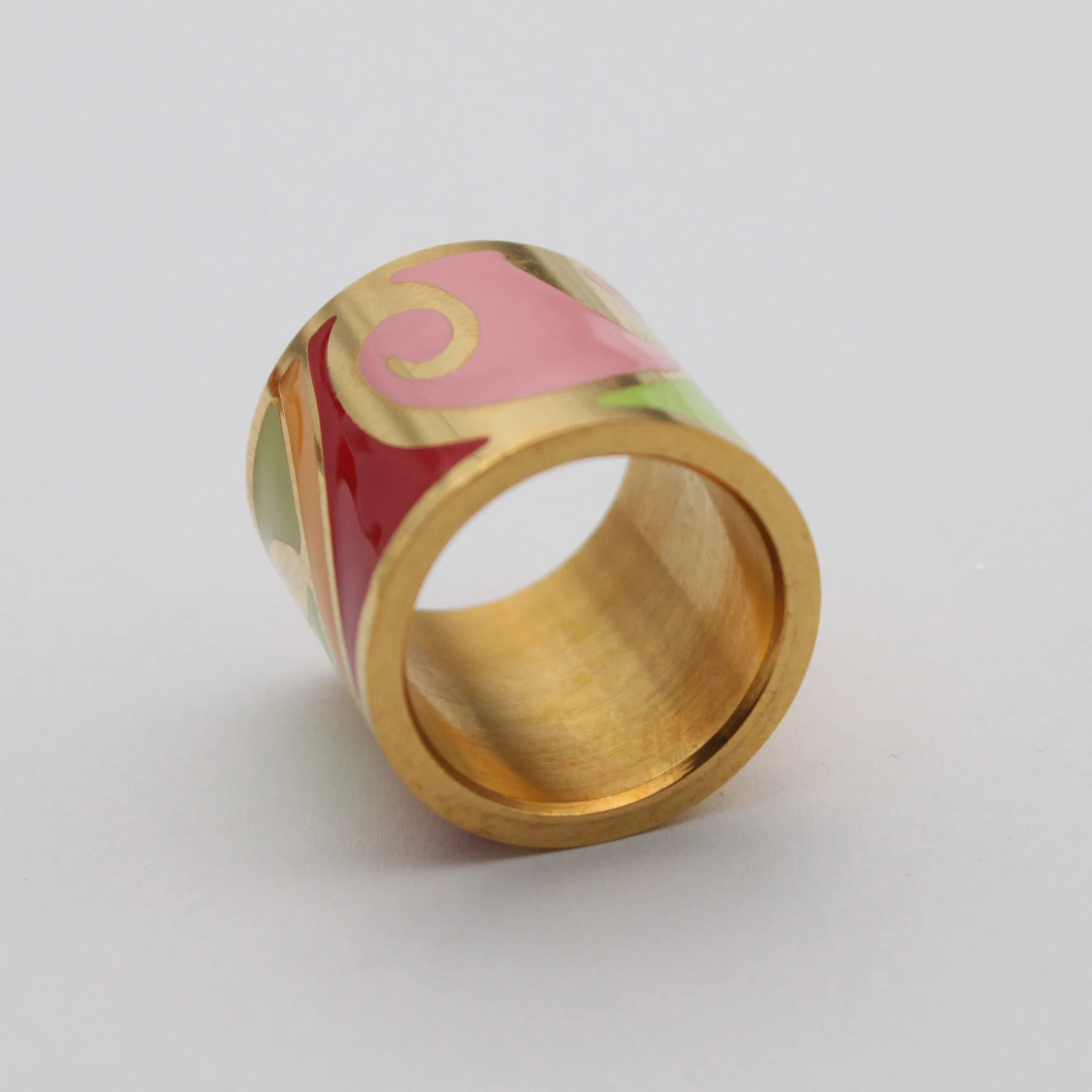 Custom metal napkin ring shown from the front
