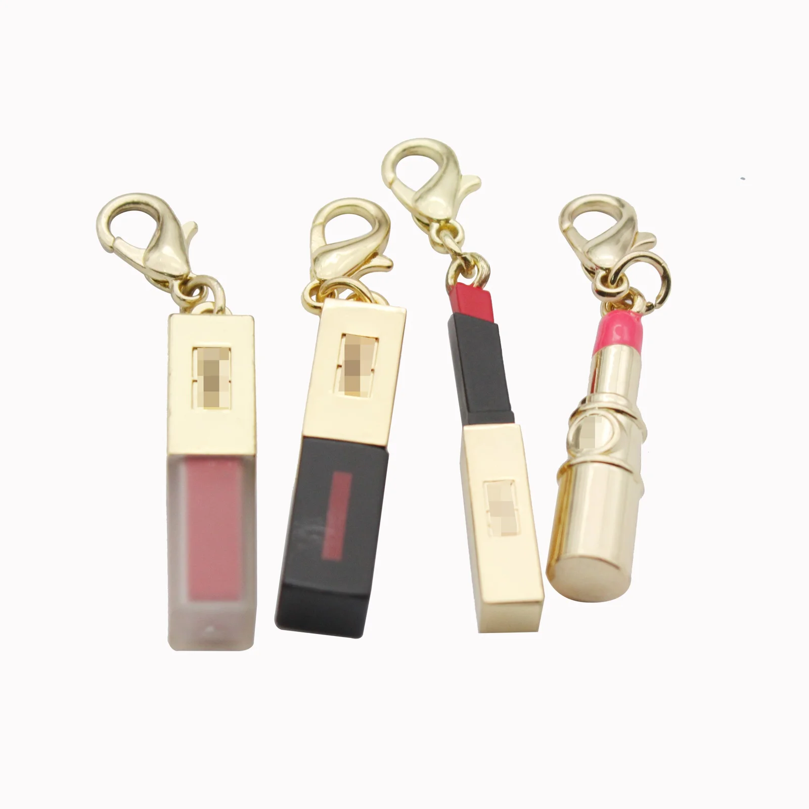 Gold plated mini lipstick charms with enamel