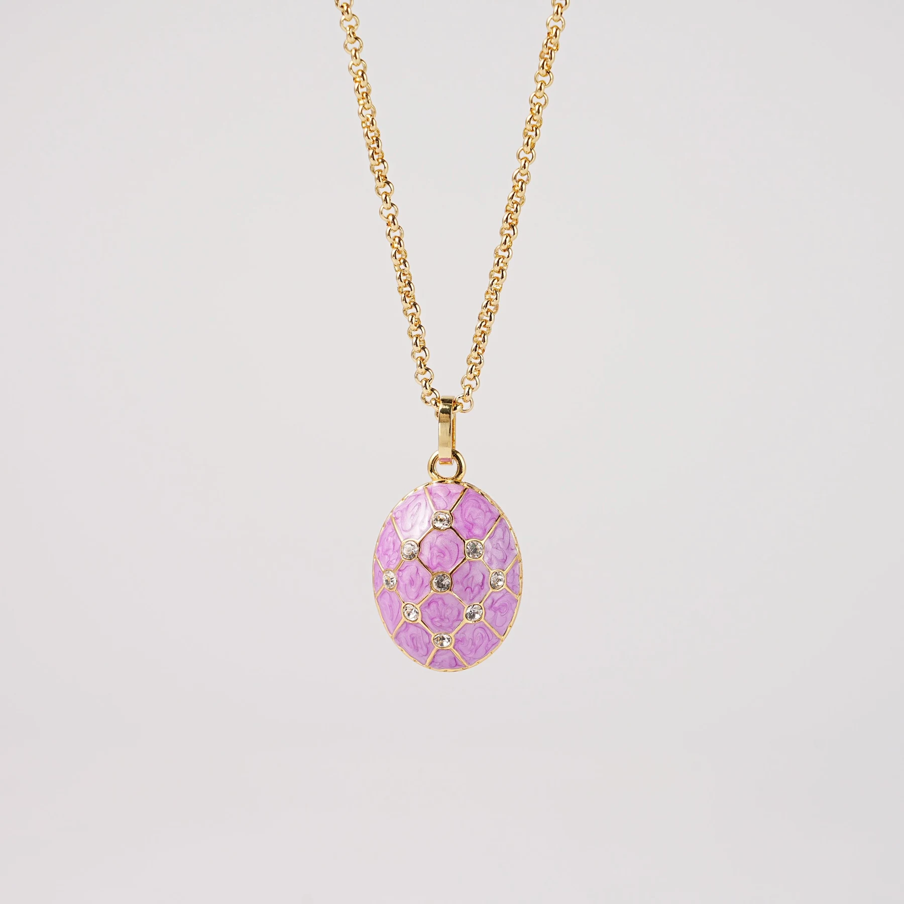 Red enamel Easter egg pendant with set stones