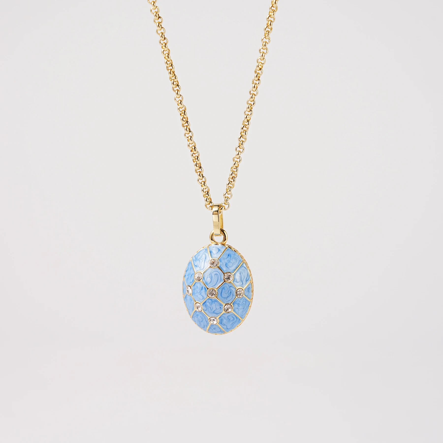 Easter egg pendant necklace shown with its chain