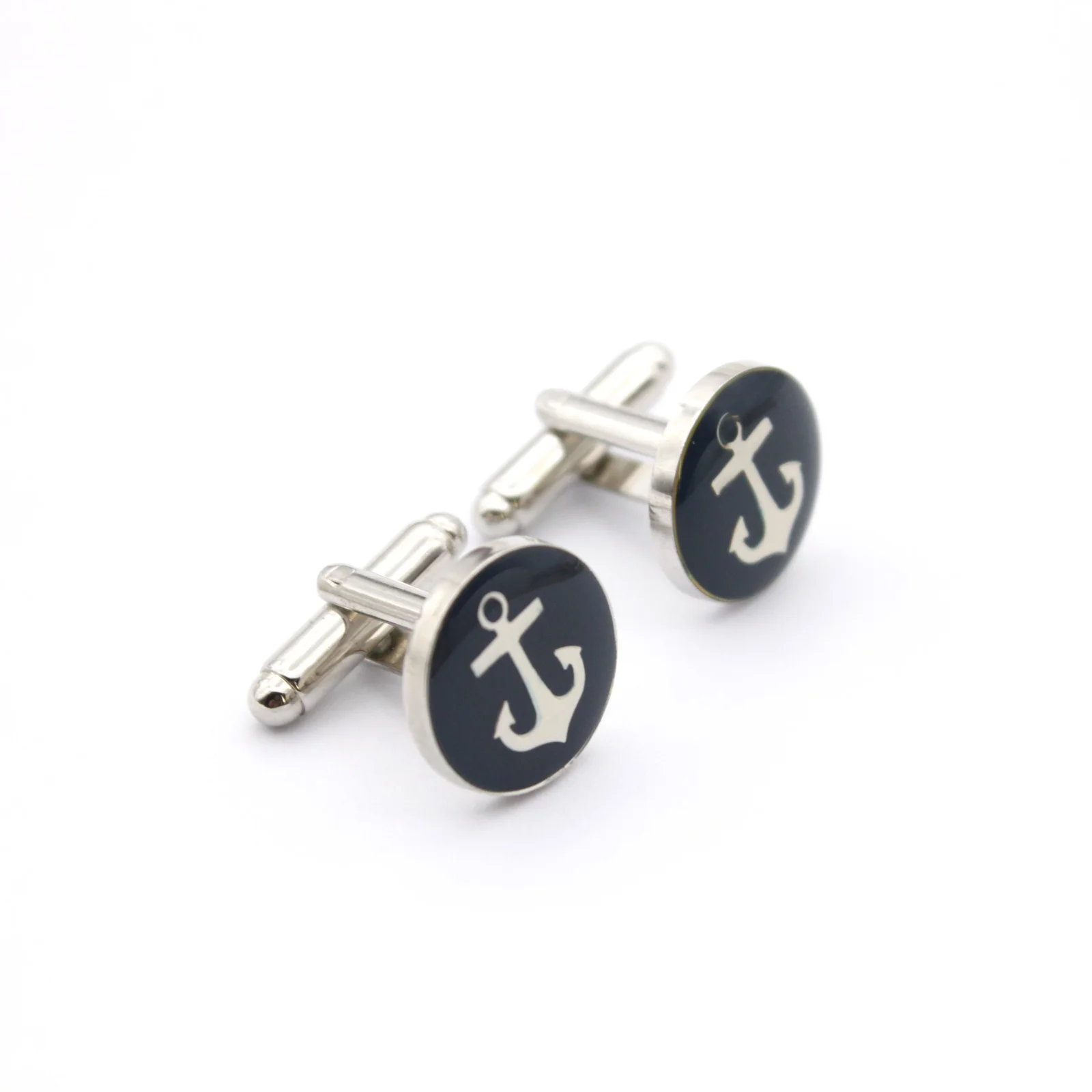Close view of the enamel work on the custom cufflink