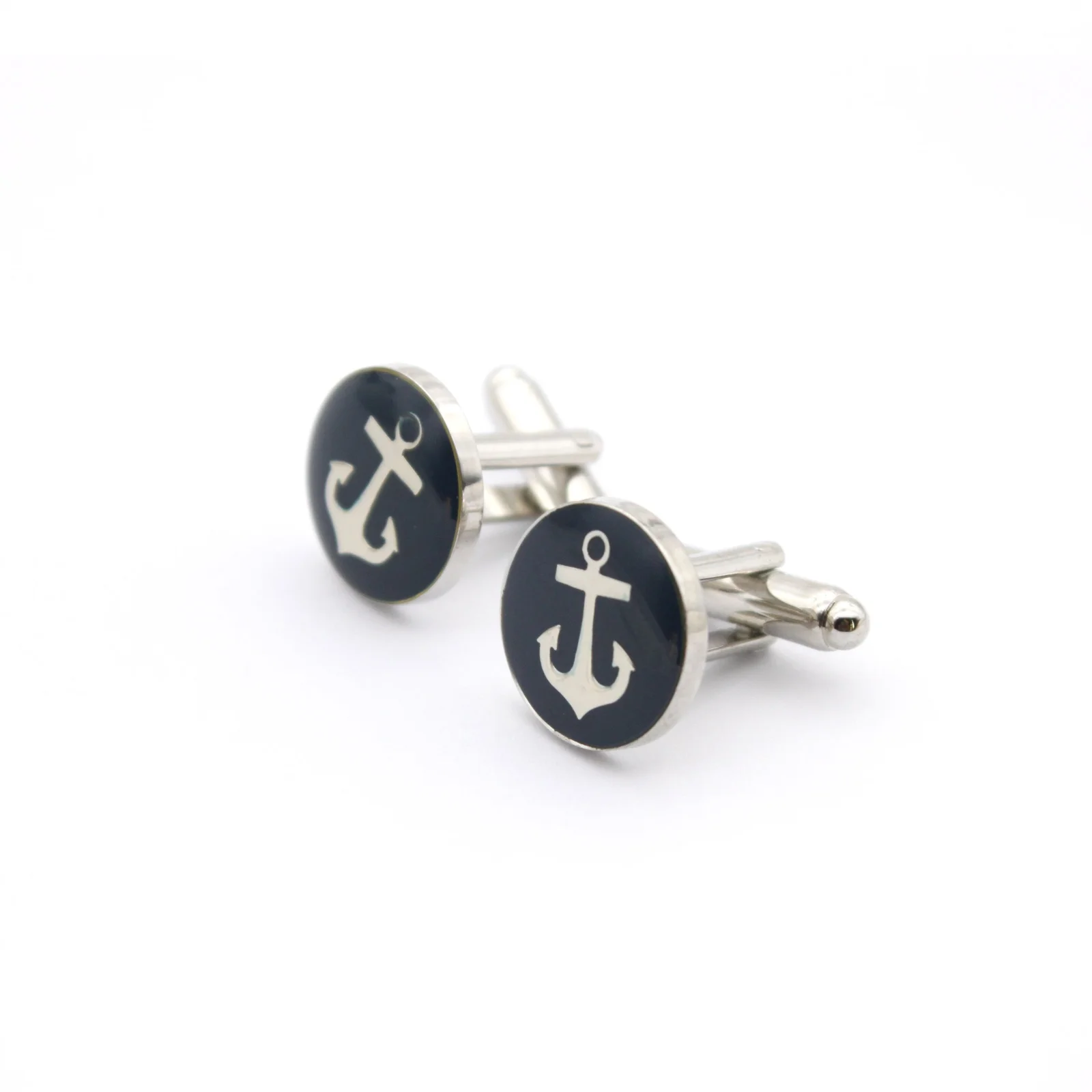 Personalised metal cufflinks shown as a pair