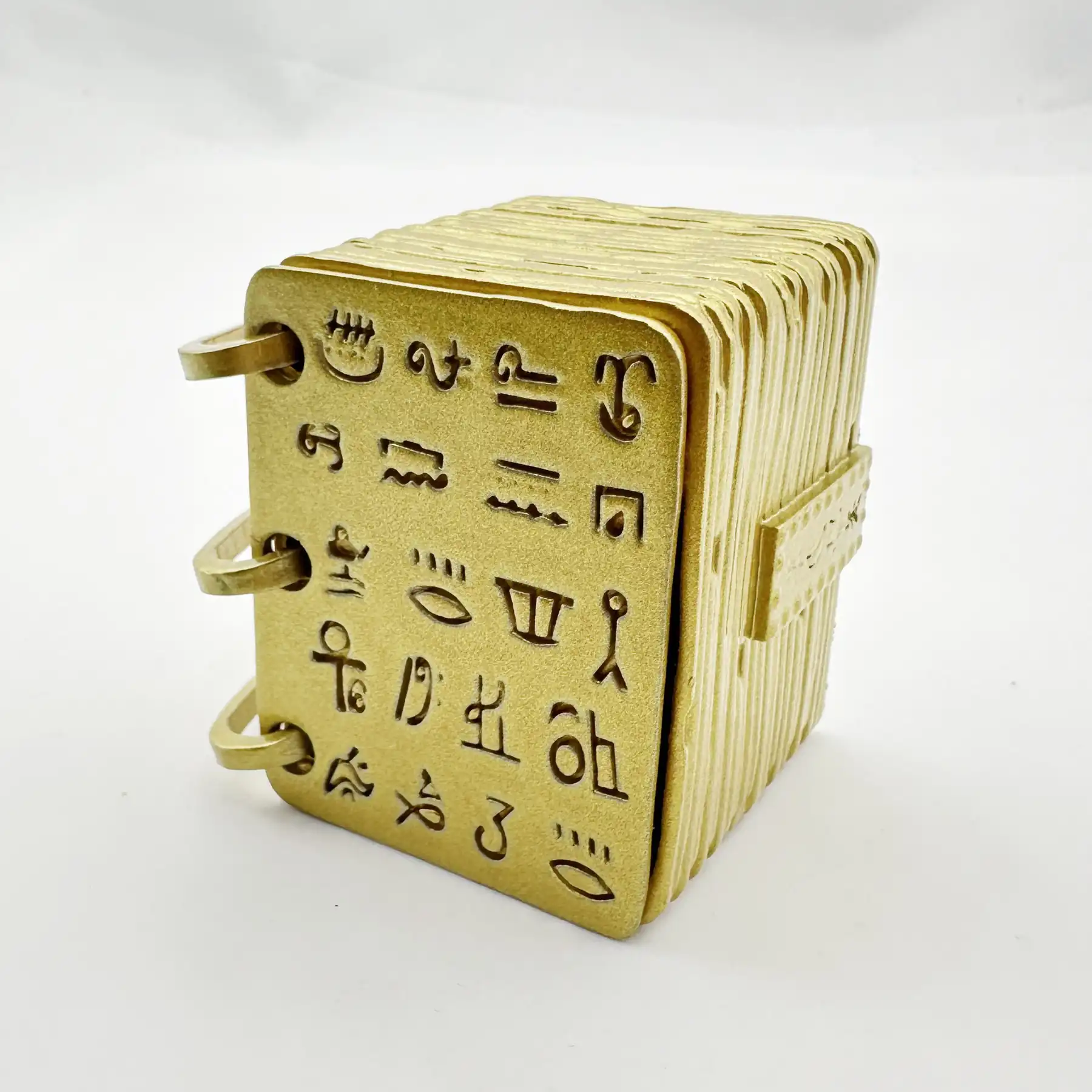 Replica Book of Mormon plates box shown with the lid open