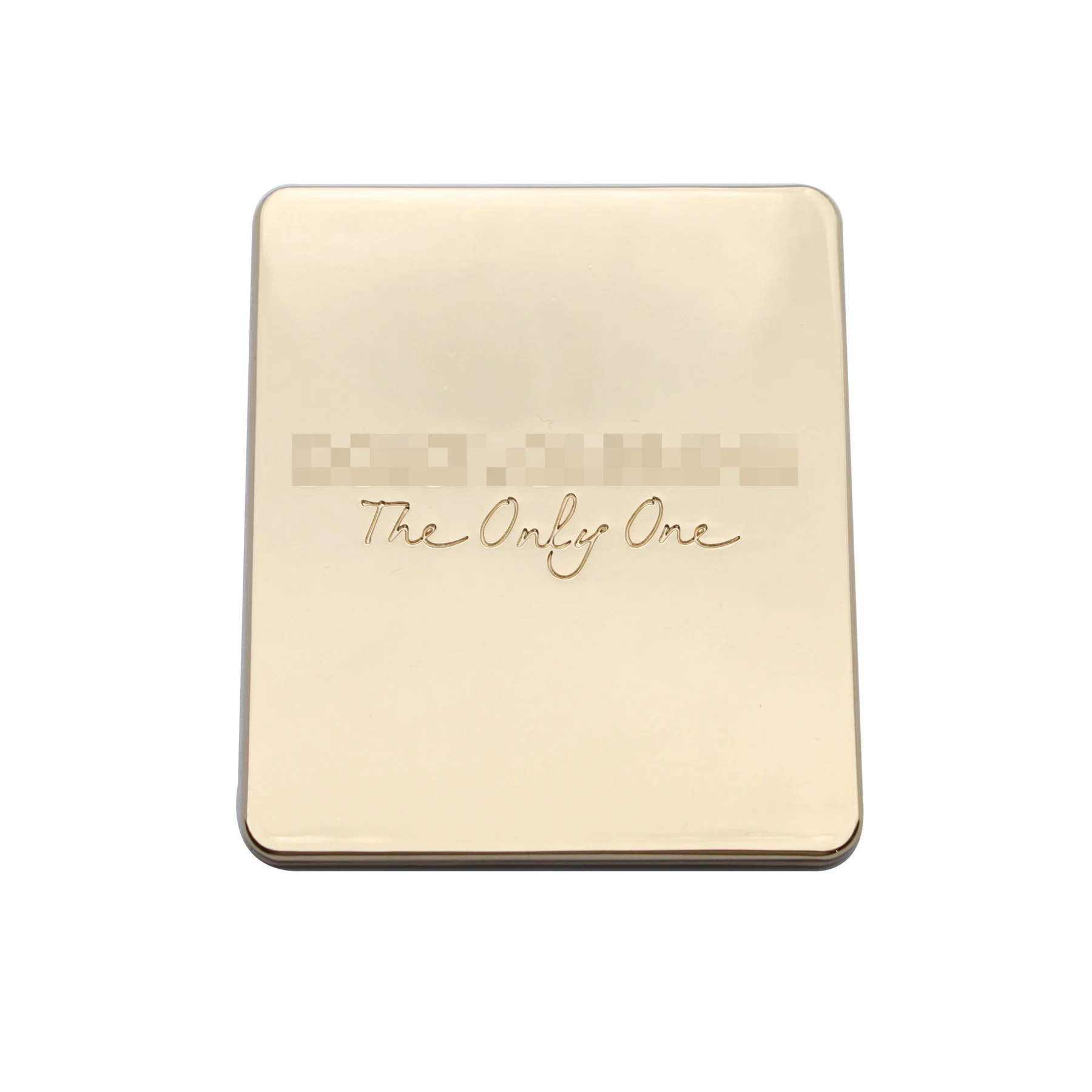 Gold plated square cosmetic mirror with engraved logo