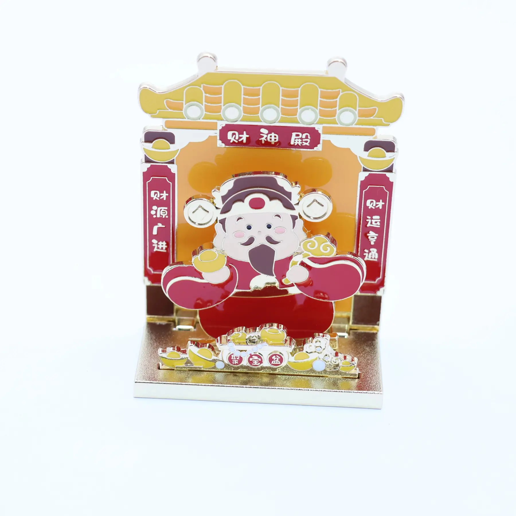 Gold plated Gold of Wealth figurine magnet with colour enamel