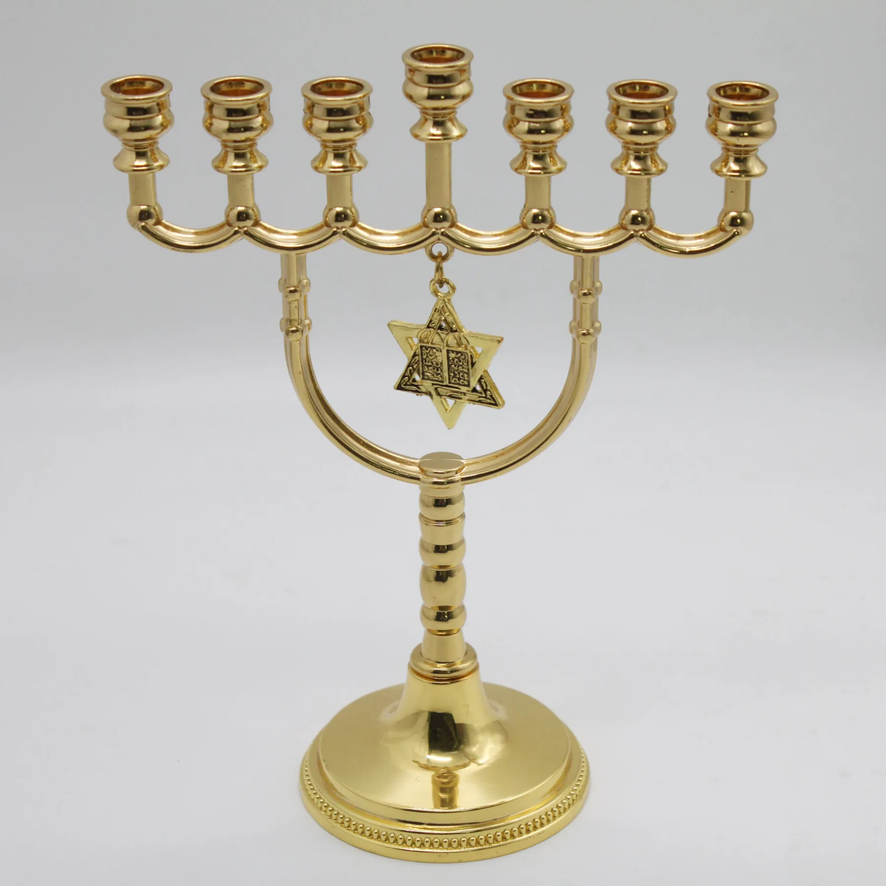 Star of David charm menorah shown from the front