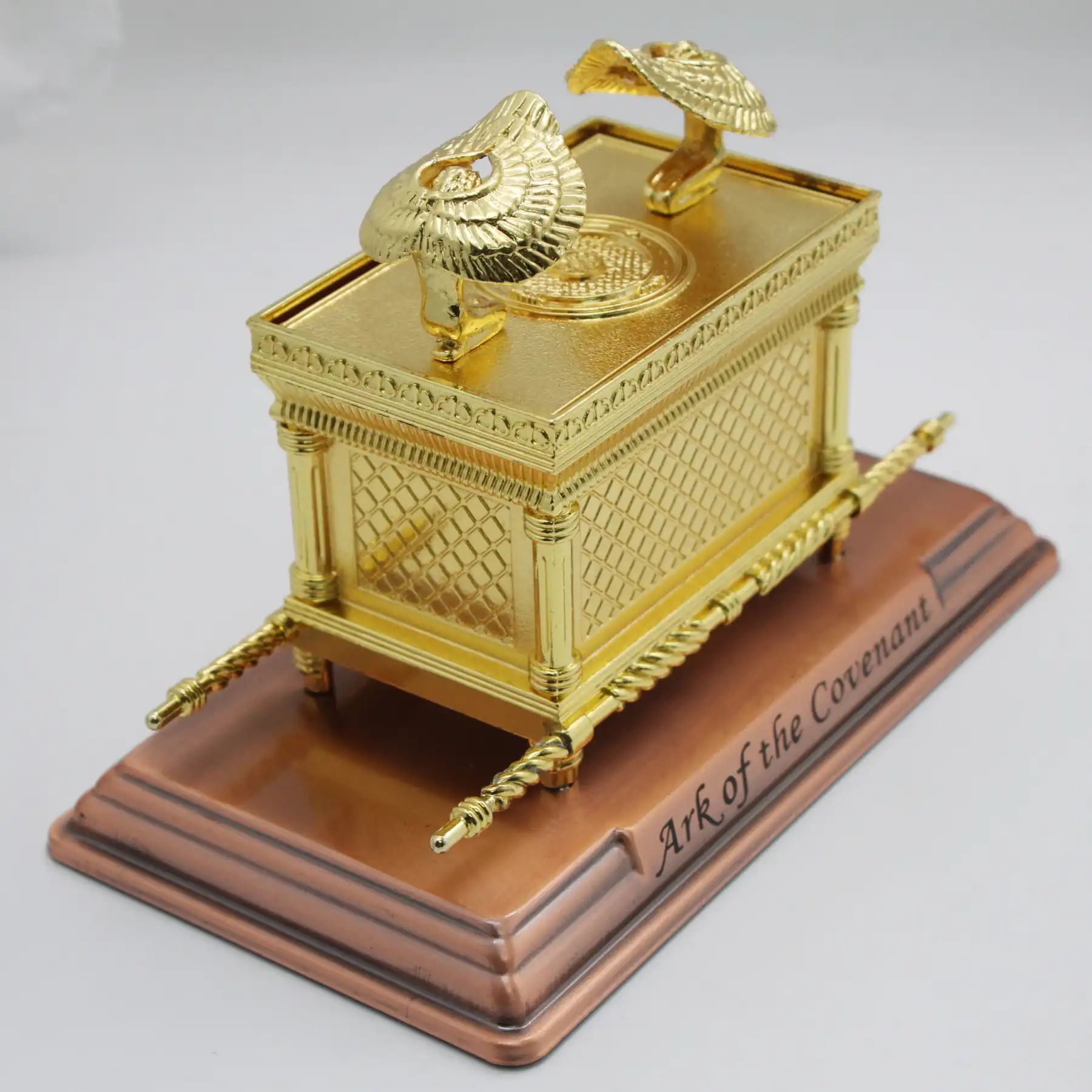 Medium Ark of the Covenant replica shown at an angle on its copper base
