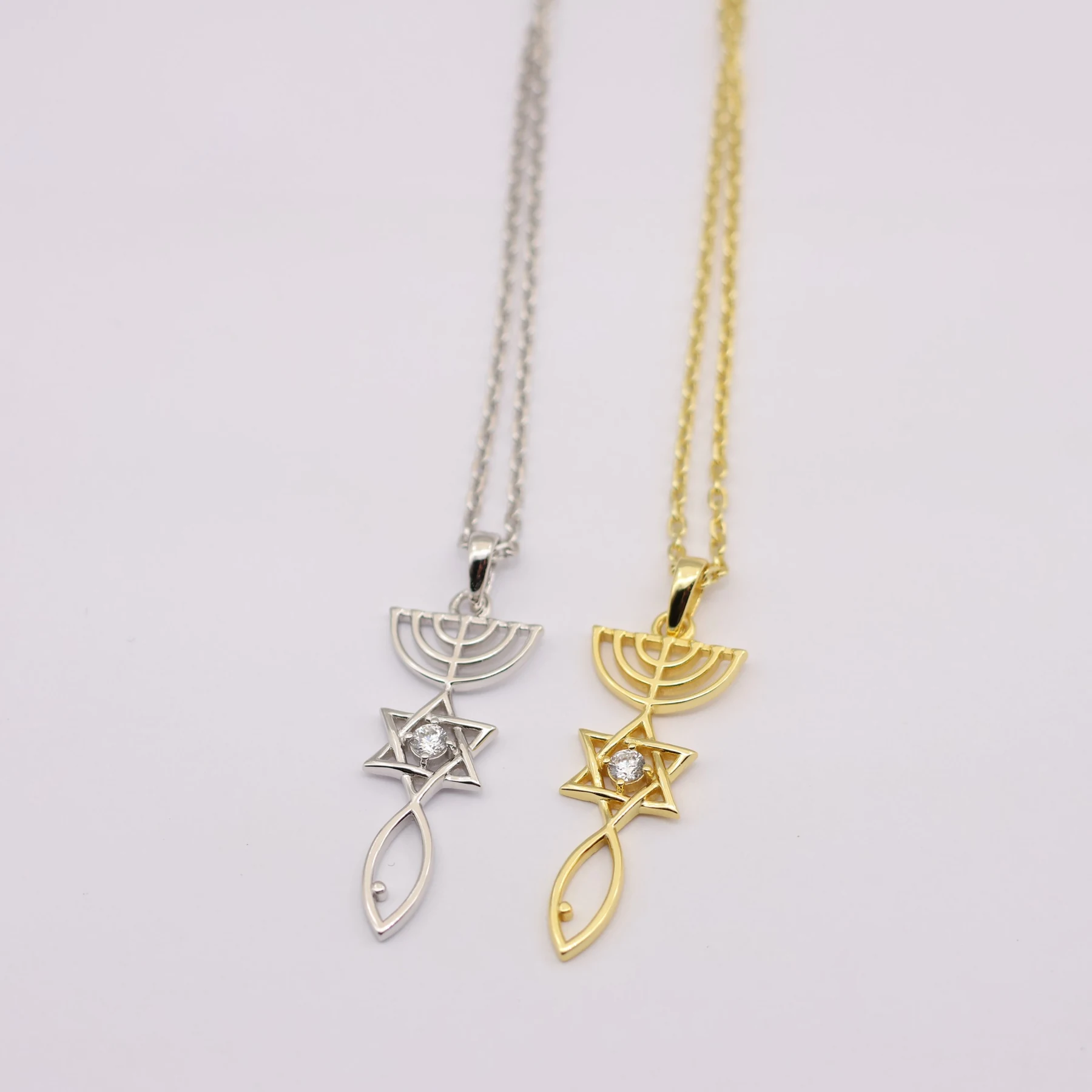 Gold plated Messianic Seal charm necklace