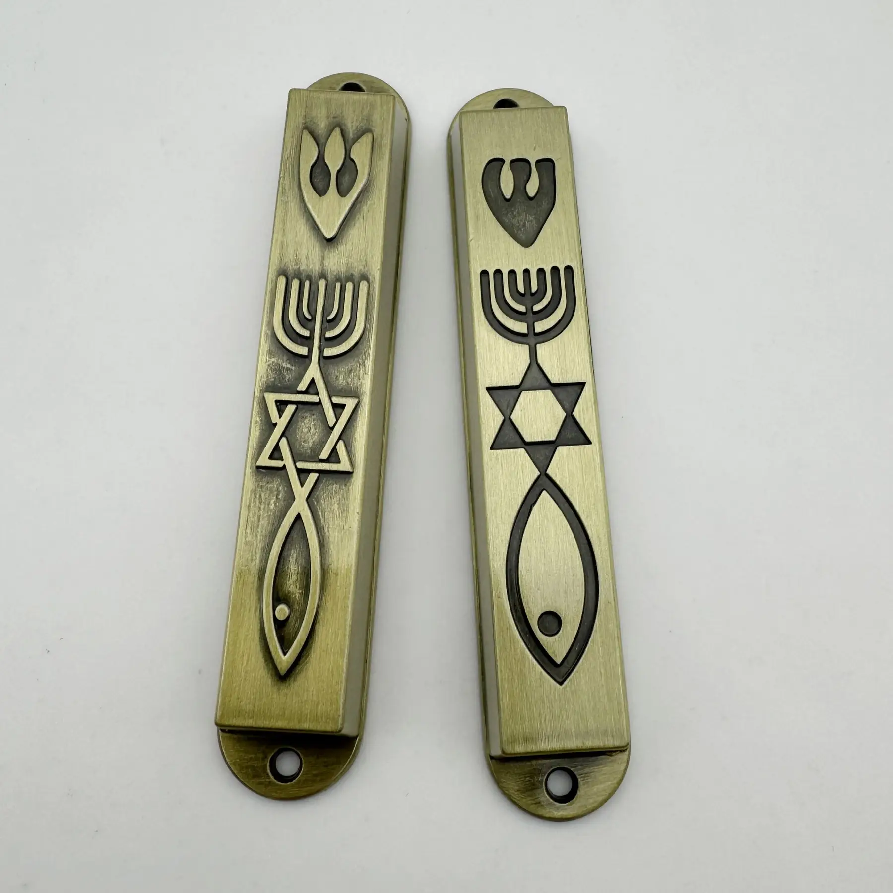 Metal finish options for the Messianic Seal mezuzah case