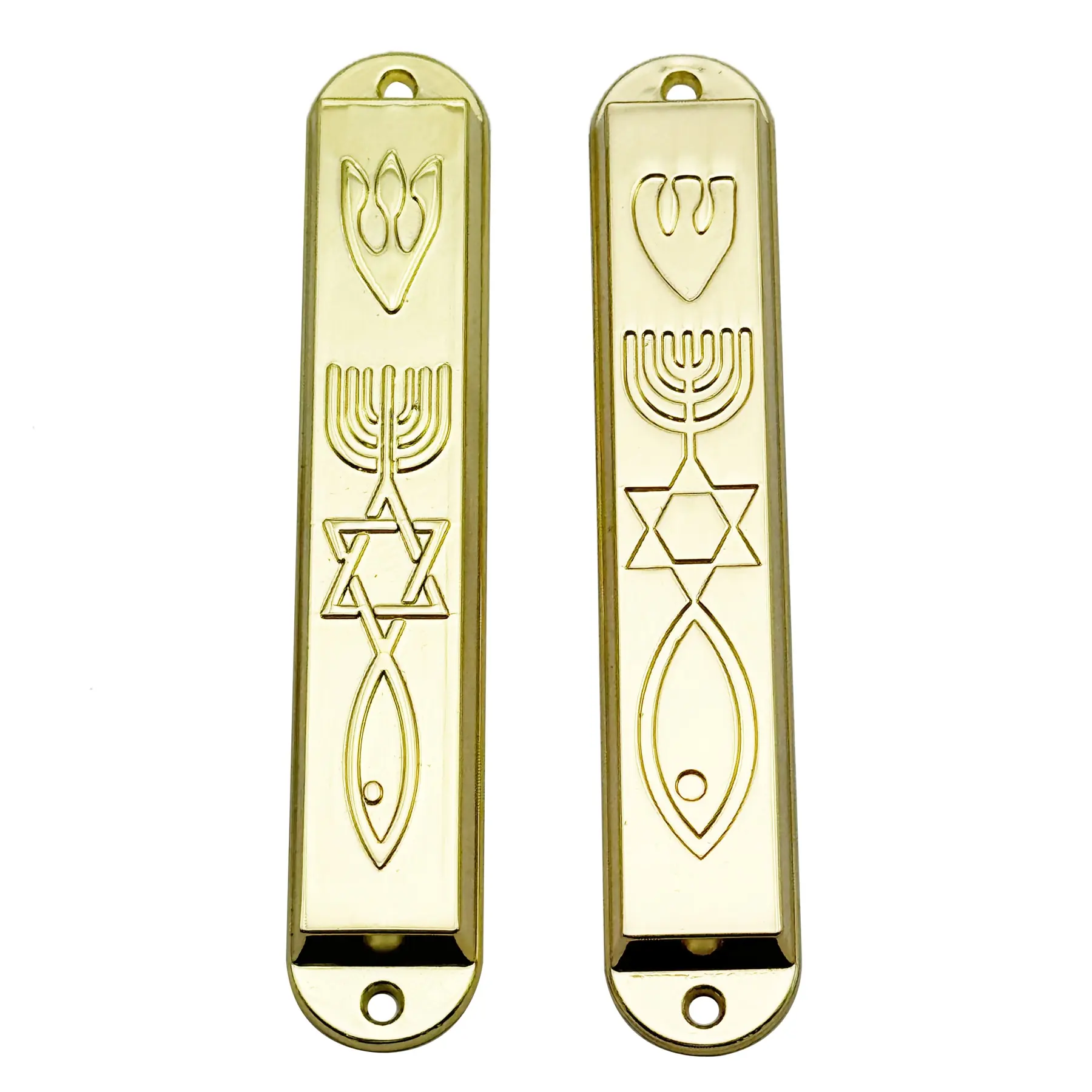 Close view of the Messianic Seal symbol on the mezuzah