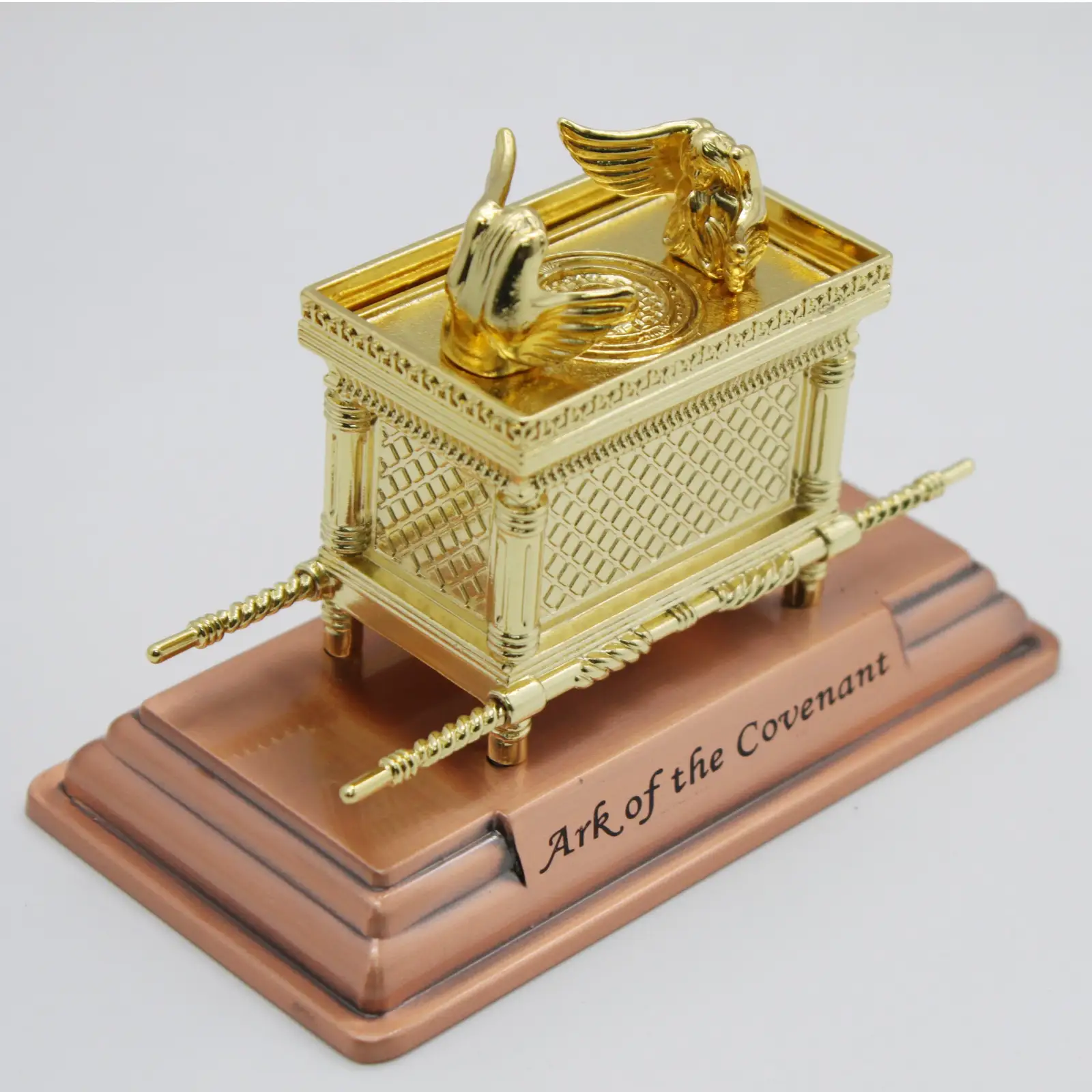 Mini Ark model shown at an angle on its copper finished base