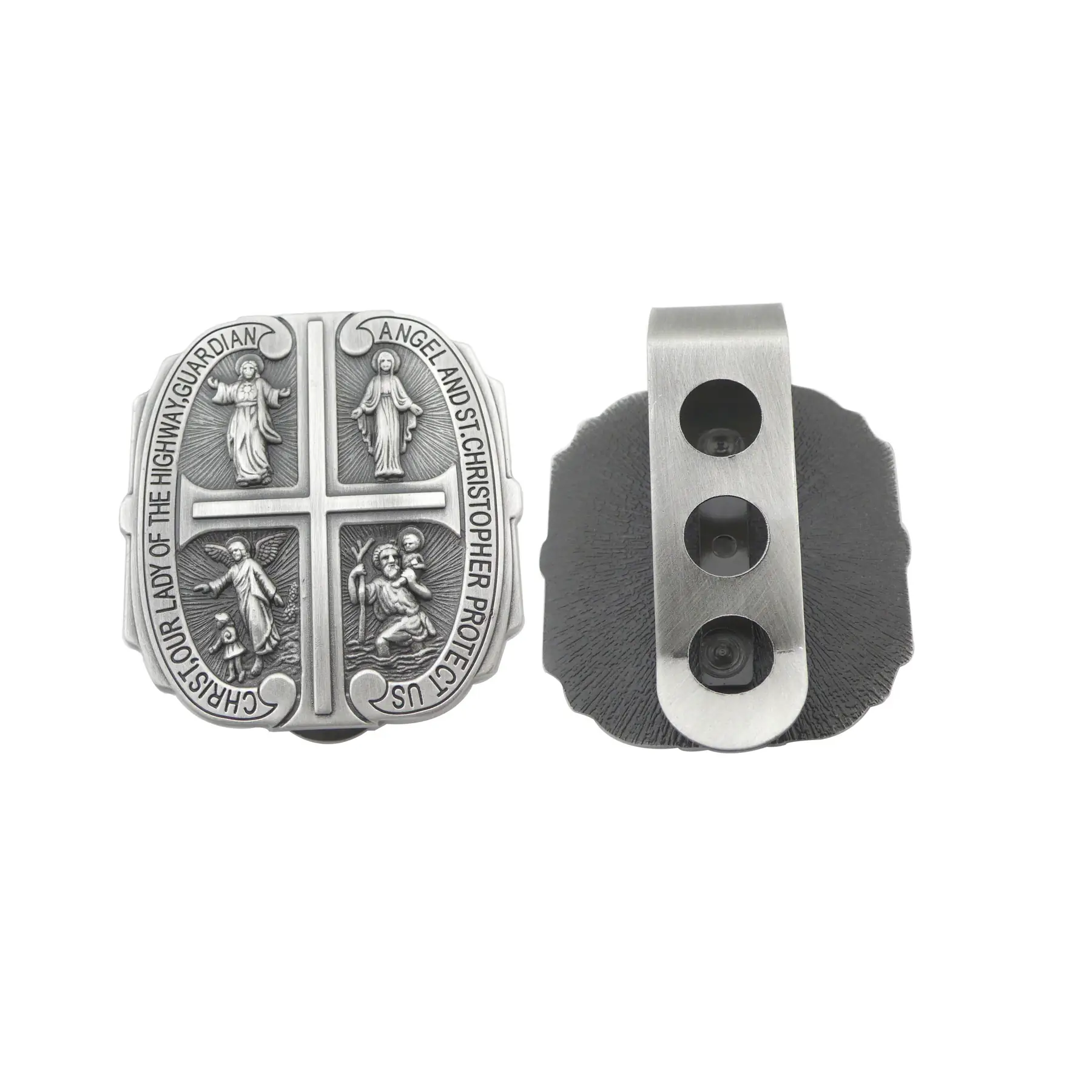 St Christopher visor clip shown from the front