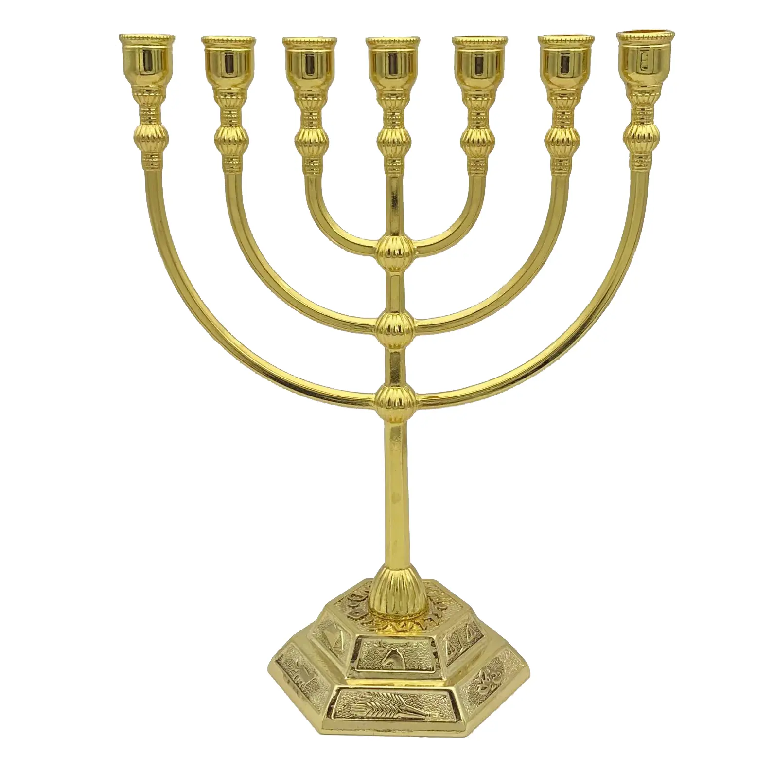 Vintage gold temple design menorah candle holder