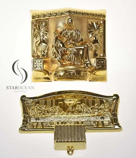 Last Supper Design Coffin Decorative Corner 24K Gold Metal Non-toxic Dignified 9# view 1